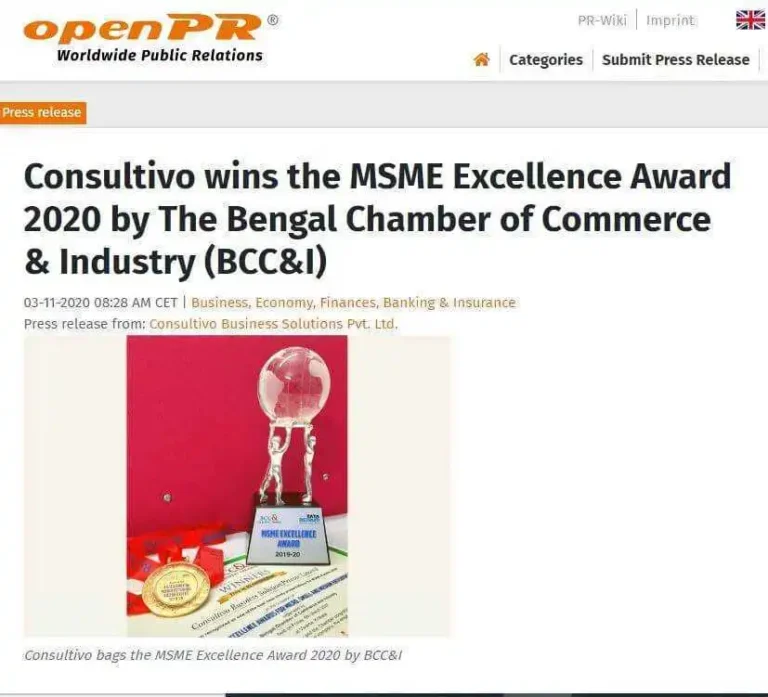 Consultivo bcci msme award press release