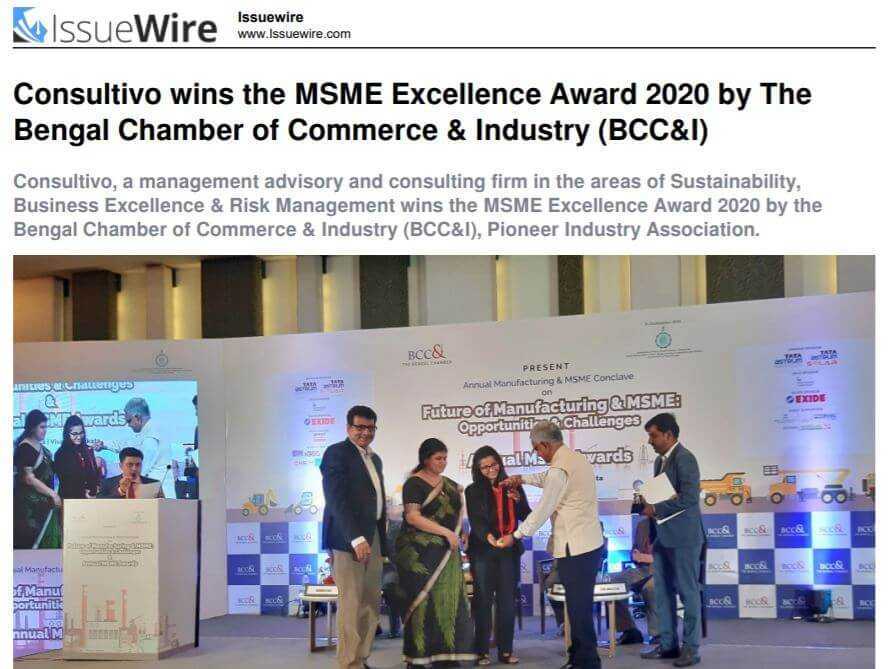 MSME excellence award consultivo bcci