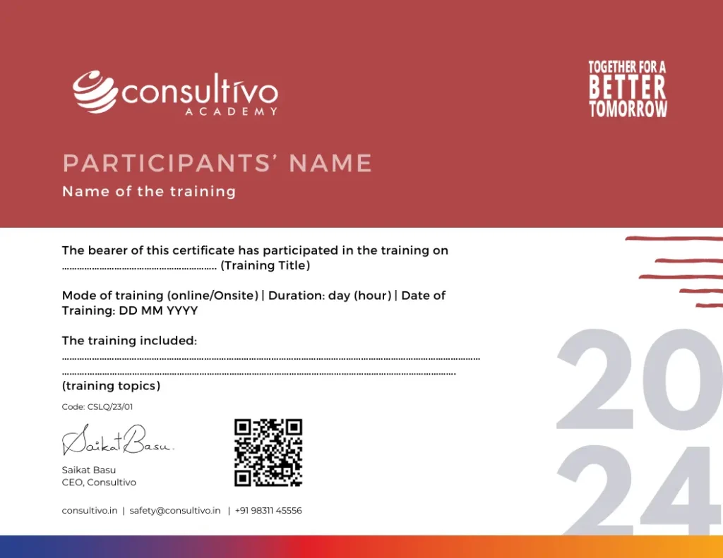 Training Certificate by Consultivo Academy